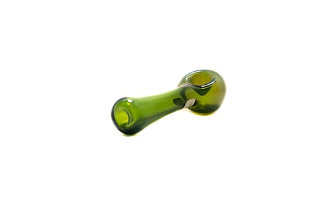 Red Eye Glass  - Green Solid Spoon 4.5" Hand Pipe