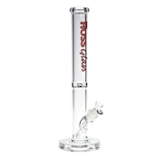 14" Straight Tube w/Super Thick Embossed Base - Colored Logo -  Red