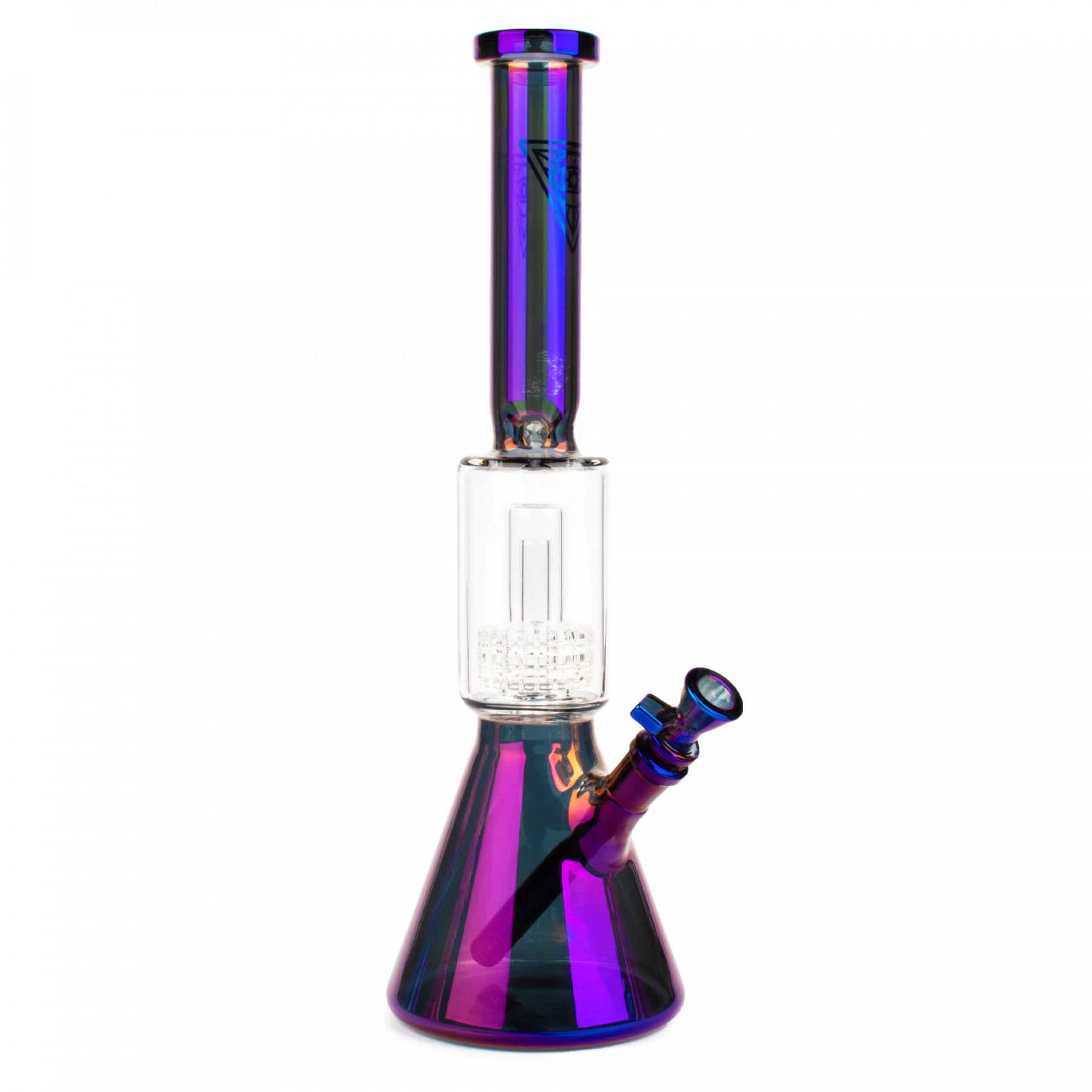 WEST COAST GIFTS - Red Eye Tek 16" Blue Metallic Terminator Finish Dual Chamber Beaker Tube w/ Matrix Perc Main Image