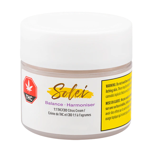 SOLEI - Balance 1:1 THC/CBD Citrus Cream (75g)  - Solei Main Image