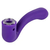 Purple Silicone Sherlock Hand Pipe with Glass Bowl