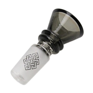  Karma Glass - Grey Glass Bowl 14mm Ribbed Cone - Karma Glass