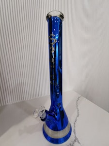 N.N.Wholesale Inc. - Spark Glass Metallic, Damascus, weed leaf, glow in the dark print 7mm Beaker Bong