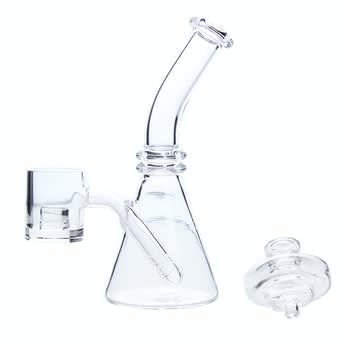 Dab Rig- Mini Quartz Beaker w/ Reactor Core & Carb Cap