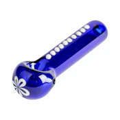 3.25" Blue & White Flower Power Hand Pipe