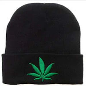 Unbranded - Cannabis Leaf Embroidered Toque - Black