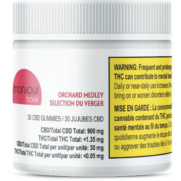 Monjour Bare Sugar Free CBD Gummies 30 Pack - Orchard Medley