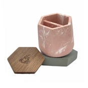 Malua Concrete Storage Jar with Walnut Lid by BRNT - Pink Marble