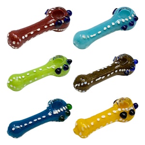 Maple Craft - White Dotted Frit Glass Pipe - 4 Inches
