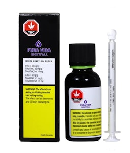 Pura Vida - OL - Pura Vida - Indica Honey Oil Drops (Pink Kush) - 30ML - INDICA HONEY OIL DROPS