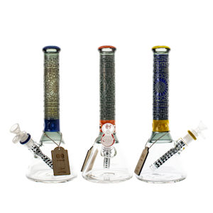 Cheech - 12in Etched Beaker-Blue