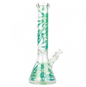 Red Eye Glass 15" Tall Clear Leaf Beaker Tube Bong w/ Full Wrap Decal