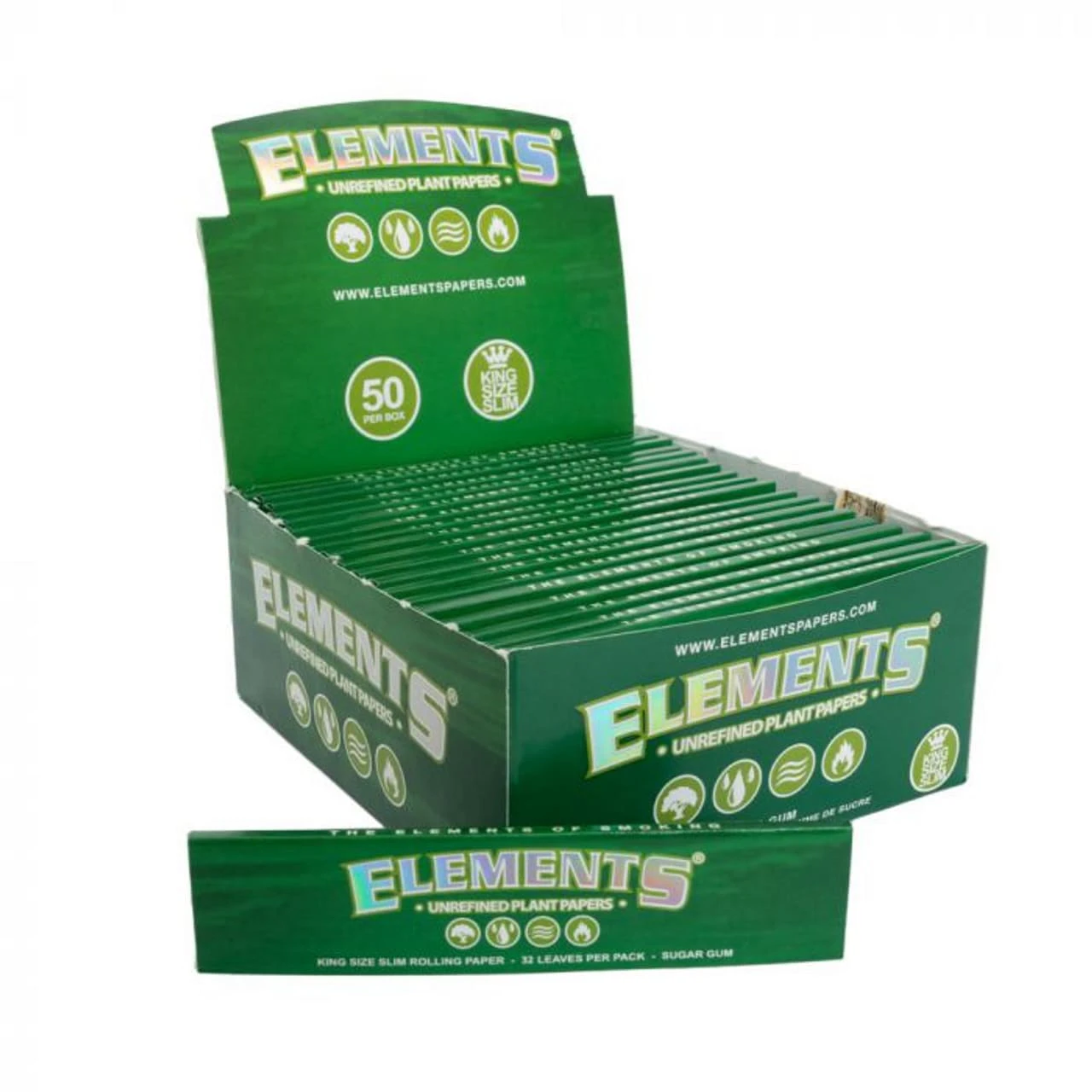Smoke Arsenal  - ELEMENTS |  Green King Size Slim Rolling Paper Main Image