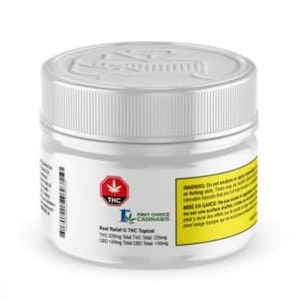 First Choice Cannabis Products Co Ltd - *T - First Choice Cannabis - Real Relief THC Topical - 60G - REAL RELIEF THC TOPICAL