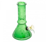 Retro Glass 8" Etched Multi Leaf Beaker Bong