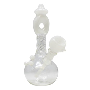 Maple Craft - White Twisted Glass Bong - 6 Inches