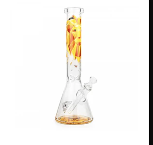 West coast.Gifts - Red Eye Glass 15" Tall Lion Beaker Tube W/Matching Fillacello Artwork