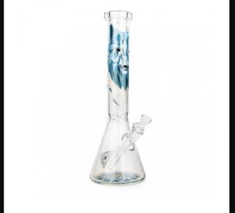 West coast.Gifts - Red Eye Glass 15" Wolf Lion Beaker Tube W/Matching Fillacello Artwork