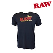 Raw BLK heather short tshirt w red gold logo