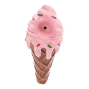 Cannatron - Pink Ice Cream Cone Ceramic Pipe 3.5" / Wacky Bowlz