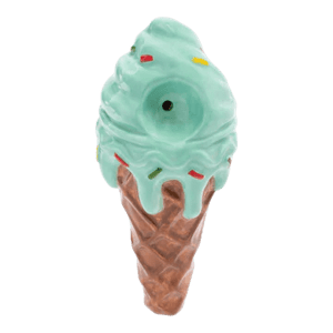Cannatron - Blue Ice Cream Cone Ceramic Pipe 3.5" / Wacky Bowlz