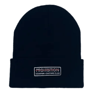 INHAL'NATION - PROHIBITION - 100% ACRYLIC BEANIE - EMBROIDERED PATCH Black