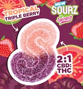 Tropical Triple Berry 2:1 CBD:THC Gummies (5 x 2mg) - Spinach SOURZ