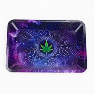 MBC - Small Metal Rolling Tray Weed Leaf in Galaxy