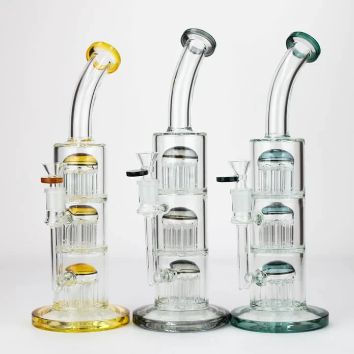 One Wholesale - 13'' Triple 8arms perc glass bong Main Image