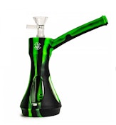 Lit Silicone - 6.5" Green& Black Glass Chamber Bubbler