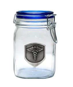 Humble and Fume - 420 Science Latch Top with medical Medallion - Glass Jar