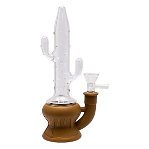 Maple Craft - Brown Cactus Silicone Glass Bong - 9 Inches