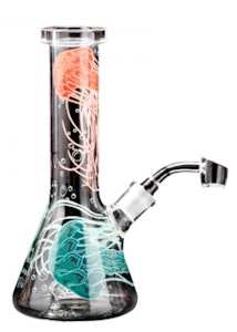 Red Eye Glass - Red Eye Glass 8.5" Tall Clear Jellyfsh Concentrate Beaker Tube W/Full Wrap D