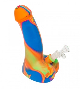 LIT SILICONE - 9" Head Honcho Water Pipe- Rainbow