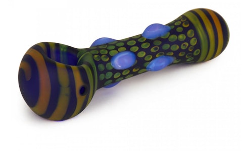 RED EYE GLASS - 4.5" Frosted Blue Colour Dots Hand Pipe