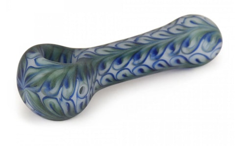 RED EYE GLASS - 4.5" Frosted Paisley Hand Pipe - White-Blue
