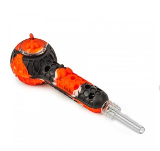 LIT SILICONE - 4.5" Red & Black Hand Pipe & Nectar Collector