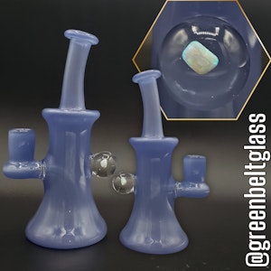 Greenbelt Glass - Green Belt Glass - Full Colour Banger Hanger Rig - Blue Satin w/ Big Chunk of Opal Marble
