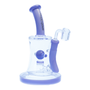 Hoss - Hoss Glass - 8.5" Hourglass Rig w/ Marble/Honeycomb Perc Milk Purple