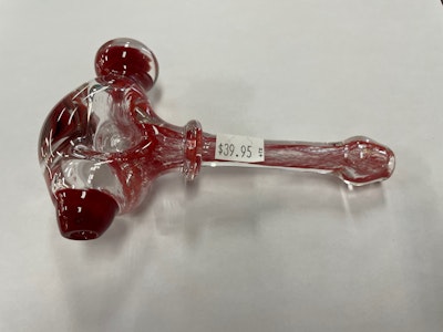 CW Thomas Glass Design - Large Linework Glass Pipe - Red