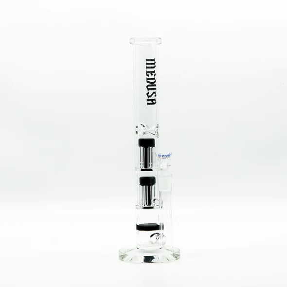 Bong- Medusa 14"/5mm Straight Tube W/Honeycomb & 2X 6 Arms Perc- Black
