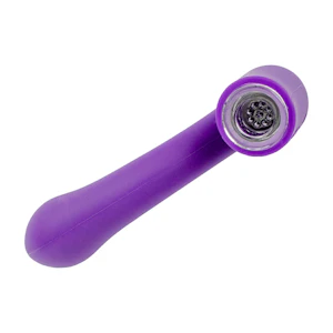 WestCoast Gifts - LIT Silicone Purple Sherlock Hand Pipe W/Glass Bowl