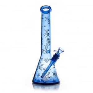 Red Eye Glass  - 15" Sapphire Blue Winter Wonderland Beaker Base Water Pipe (Redy Eye Glass)