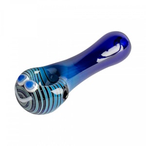 Red Eye Glass - 3" Happy Face Hand Pipe (Blue)
