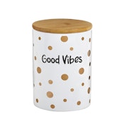 Deluxe Canister Gold Dots Good Vibes Stash Jar
