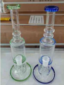 10" bong with basin - Green/Blue - Green/Blue Dab Rig w/ Basin