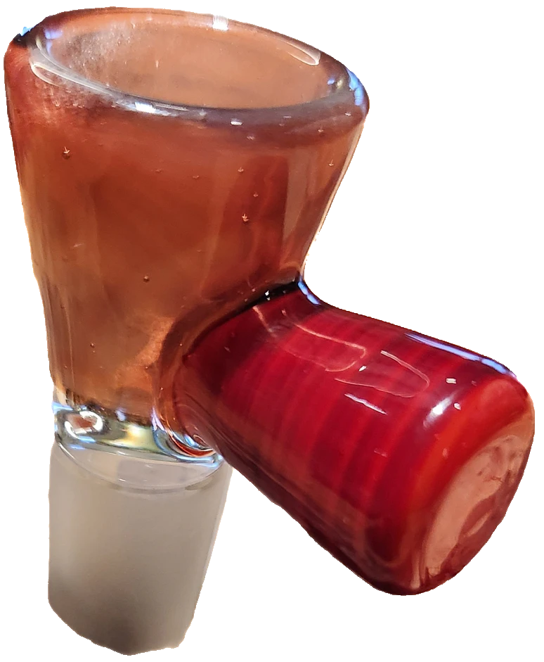 Cumberland Glassworks - Cumberland Glassworks| 14mm Striking red Funnel bowl w/chunky red swirl pull Main Image