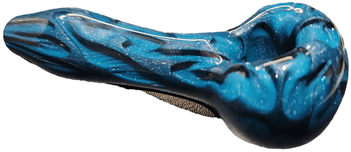 Cumberland Glassworks - Cumberland Glassworks| Blue Honeycomb squiggle spoon