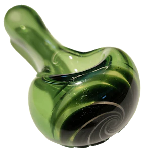 Cumberland Glassworks - Cumberland Glassworks| Green spoon w/swirl disc on bowl
