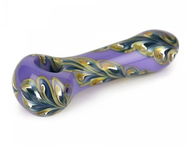West Coast Gifts - Red Eye Glass 4.5 Paisley Hand Pipe - Purple & Yellow